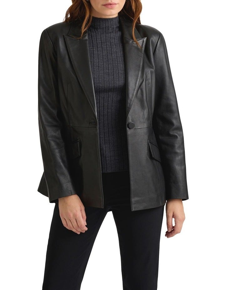 David Lawrence Myles Leather Blazer in Black 6