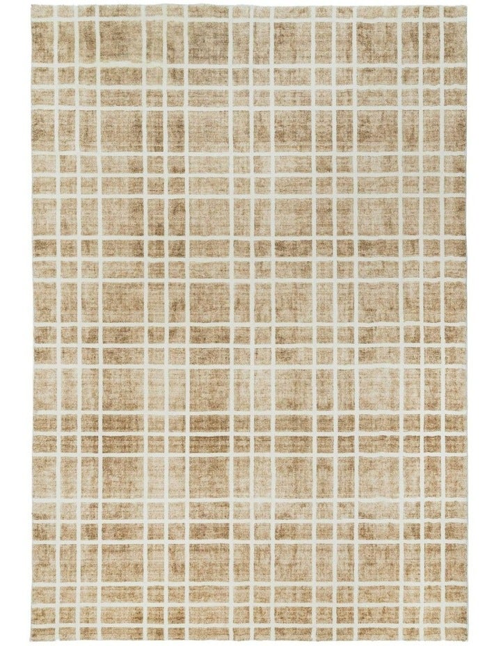 LOOPSIE Oodi Plaid Washable Rug in Brown 290x200cm