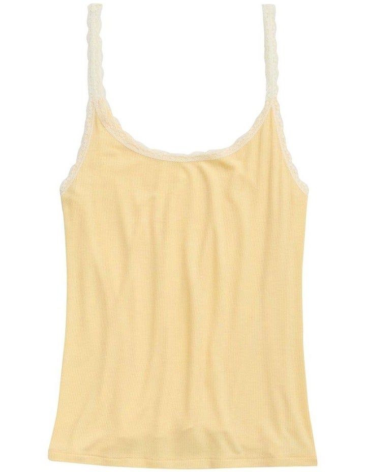 Aerie Real Soft Lace Trim Tank in Yellow Notes Yellow XS