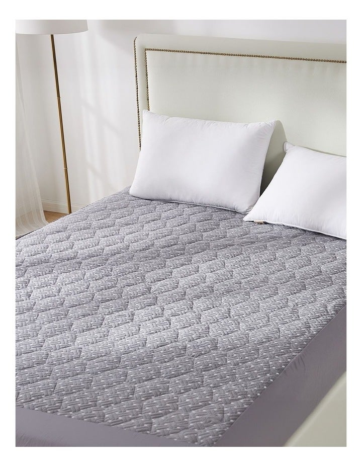 DreamZ Bamboo Mattress Protector Topper Queen in Charcoal White