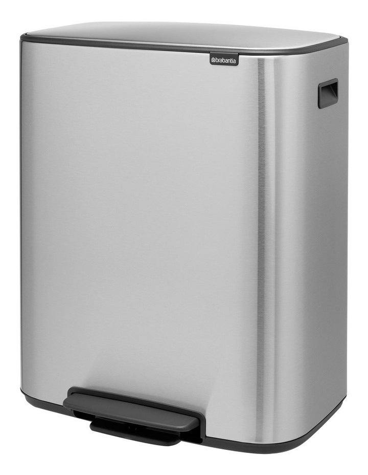 Brabantia Bo Pedal Bin 60L in Matte Steel FPP Silver