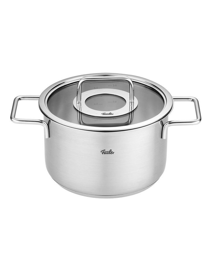Fissler Pure Stew Pot With Glass Lid 20cm 3.6L in Silver