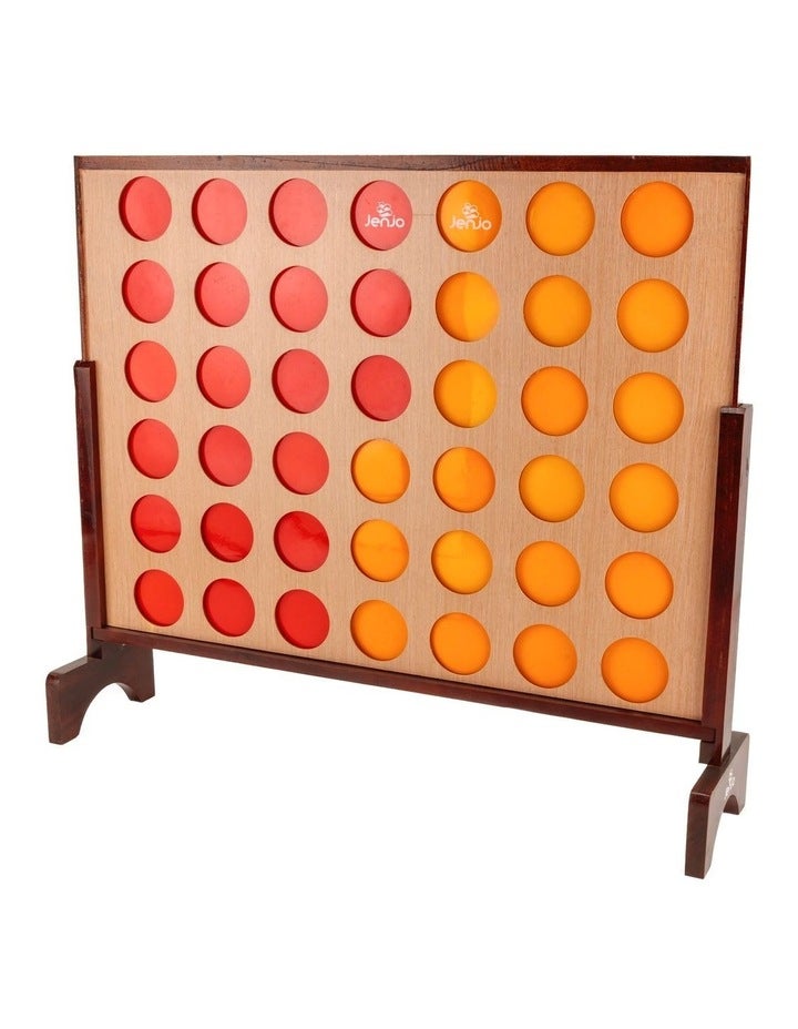 Jenjo Hardwood Indoor Outdoor Giant Connect Four In A Row Game Set 120x109cm Natural