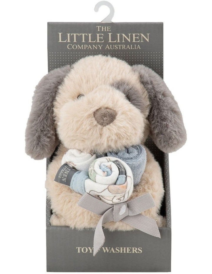 The Little Linen Company Plush Toy & Washers Barklife Dog in Blue One Size