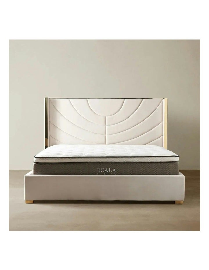 Koala Living Gertrude King Bed in Cream Velvet Cream