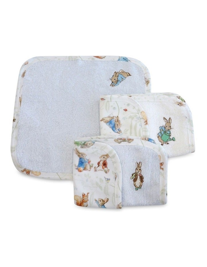 Peter Rabbit Benjamin Bunny Wash Cloths 3 Pack in Blue One Size