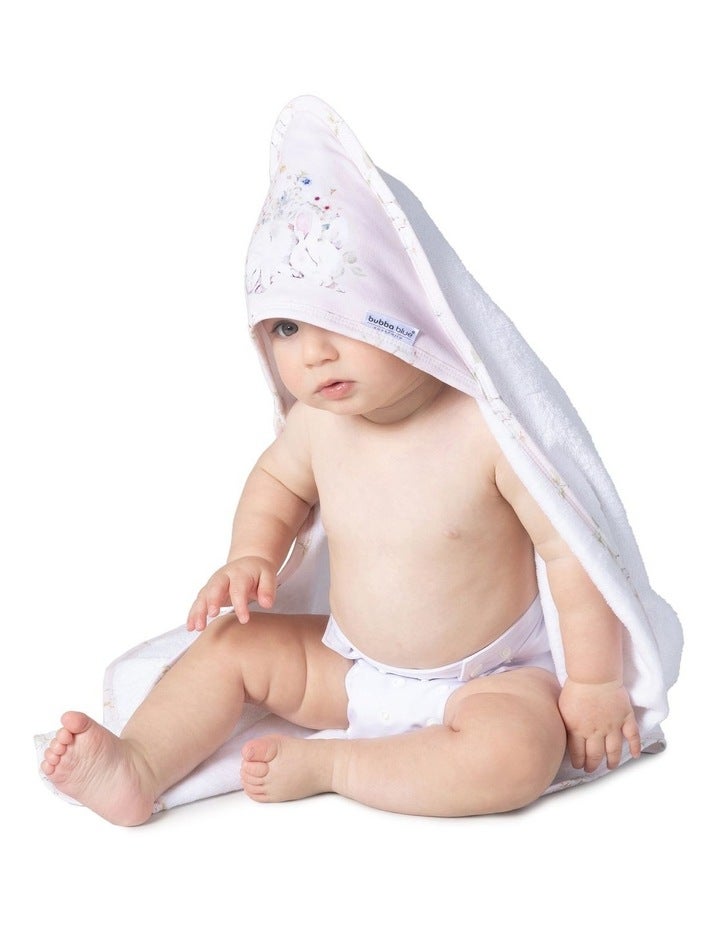 Bubba Blue Sleeping Bunny Hooded Towel in White One Size