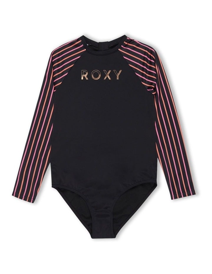 Roxy Active Floral Long Sleeve Onesie Rash Vest in Black 8