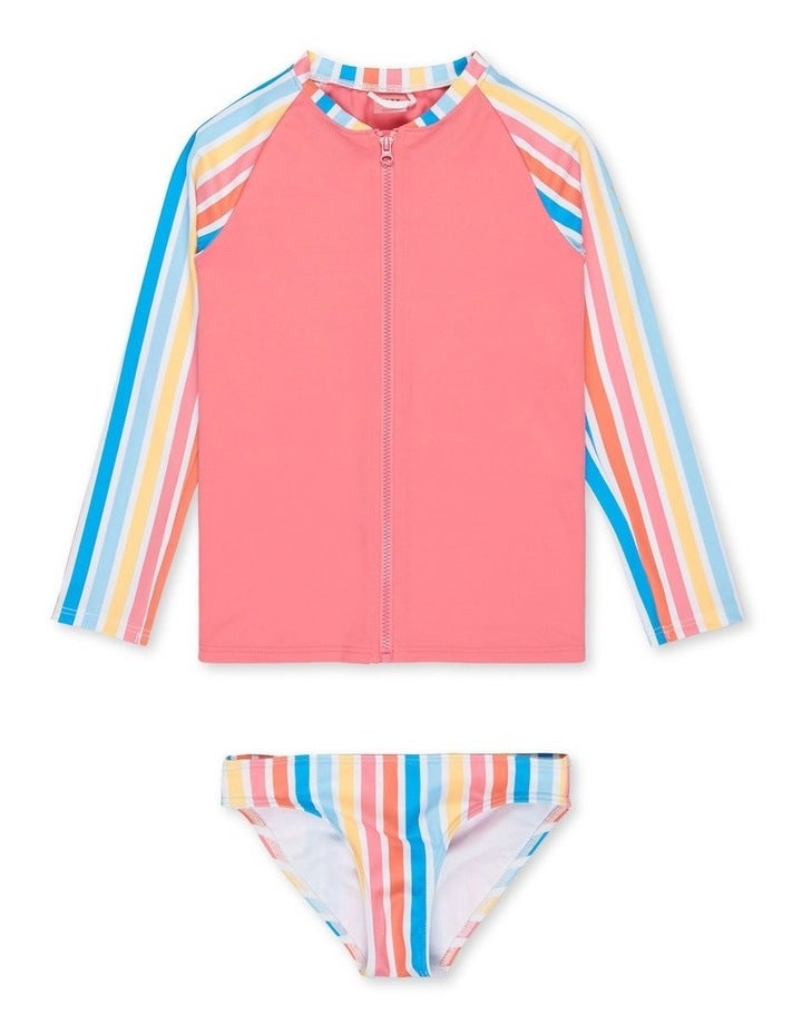 Roxy Holy Stripe Long Sleeve Rash Vest in Pink 5