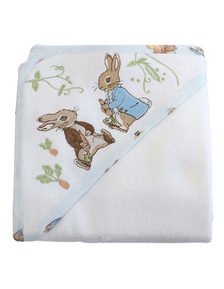 Peter Rabbit Benjamin Bunny Hooded Towel in White Blue One Size