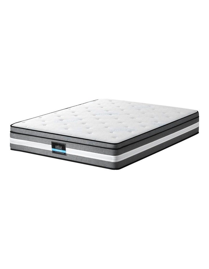 Giselle Bedding Mattress Gel Foam Pocket Spring Queen 30cm in White/Grey White