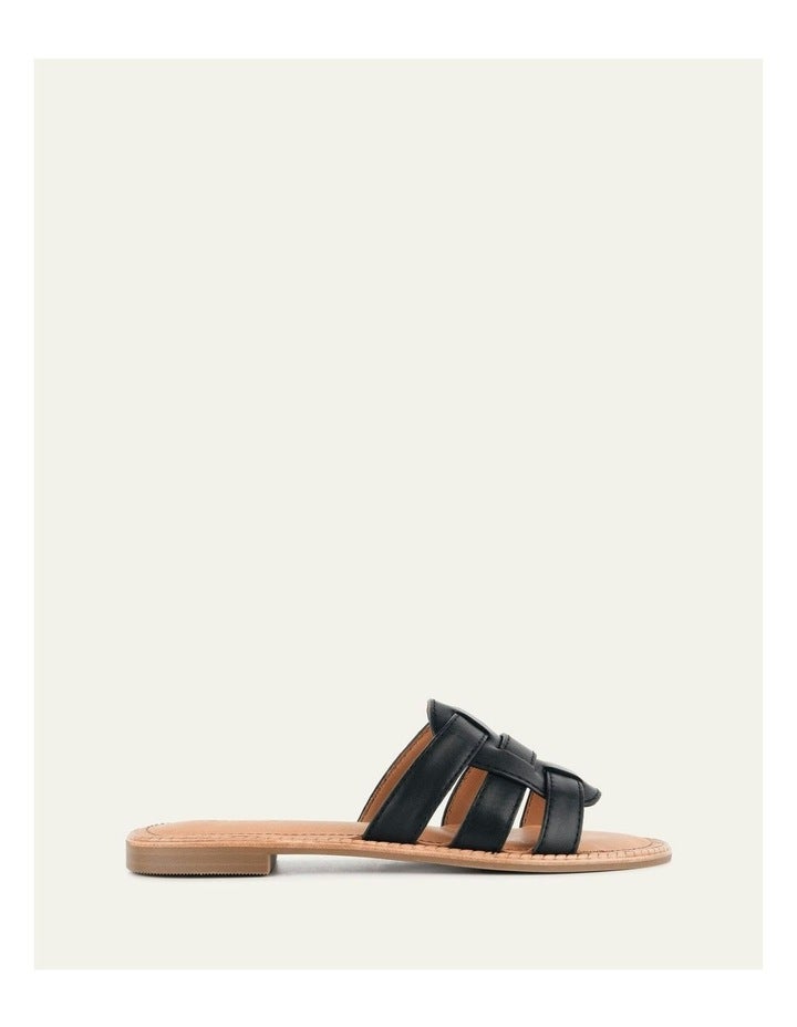 Jo Mercer Jasper Flat Sandals in Black Leather Black 39