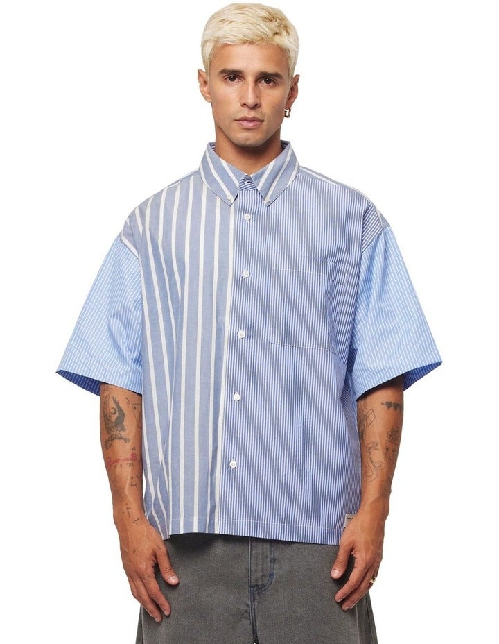 ABrand Jeans Bobby Mixmaster Short Sleeve Shirt in Business Blue L