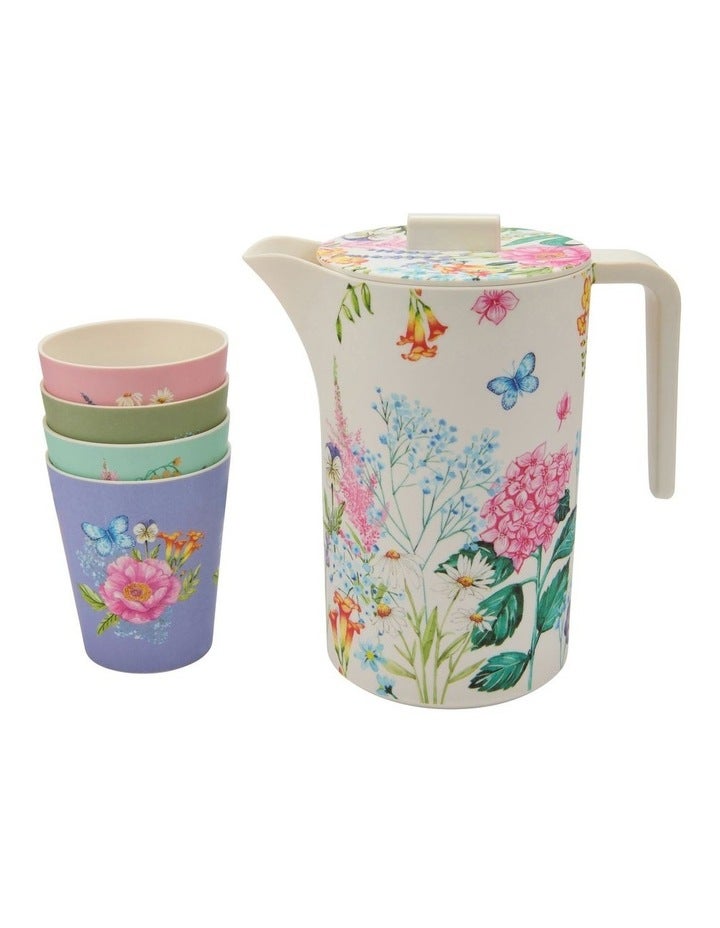 Maxwell & Williams Botanica Melamine Jug And Tumbler Set Of 5 in Multi Assorted