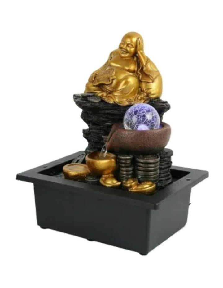 Willow & Silk Gilt Laughing Buddha Fountain 24x18x27cm in Multi Assorted