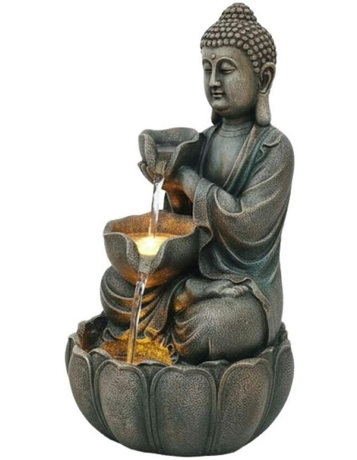 Willow & Silk Grand Buddha Fountain 48.5x45x82cm in Grey