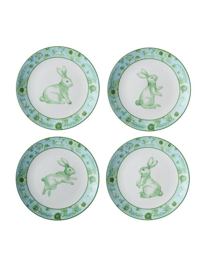 Maxwell & Williams Clover and Cotton Tail Set of 4 Plates 20cm Gift Boxed in Assorted