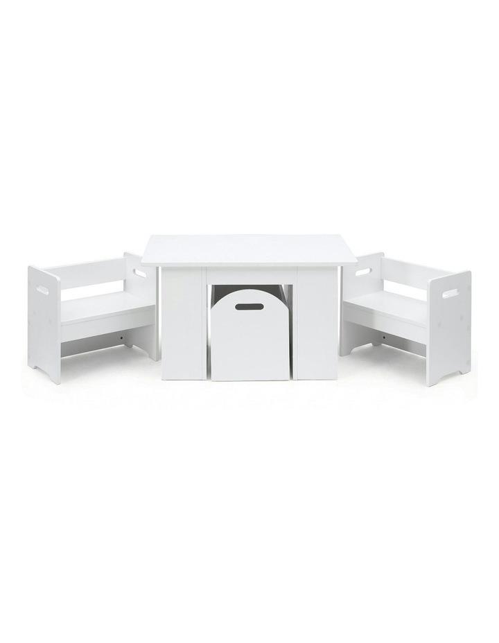 Keezi Play Activity Desk Table and Chairs Set Storage 3 Pieces in White