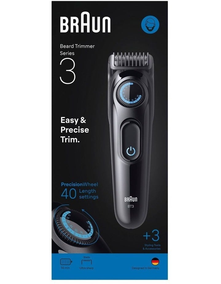 Braun Beard Trimmer Series 3 BT3520 in Black/Blue Black