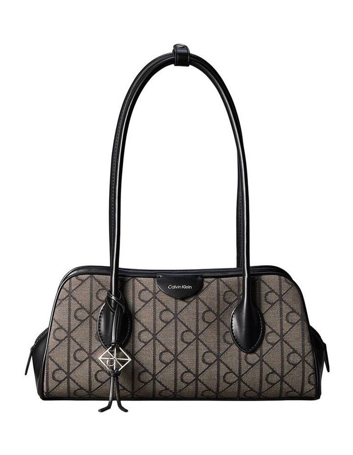 Calvin Klein Emblem Trio Shoulder Bag in Lotus Beige/Black Aop Black