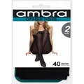 Ambra 2PP 40D Opaque Black Tights Black XTalls