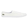 Lacoste Lancelle Leather Lace-Up Sneaker in White 4