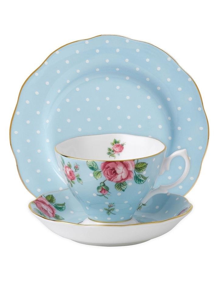 Royal Albert Polka Teacup Saucer & Plate Set Blue
