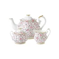 Royal Albert Rose Confetti Teapot Sugar & Creamer Set White