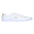 Lacoste Carnaby Evo White/ Gold Leather Lace-Up Sneaker White 6