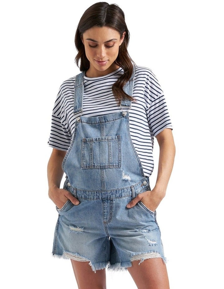 Ripe Denim Short Overalls in Denim L