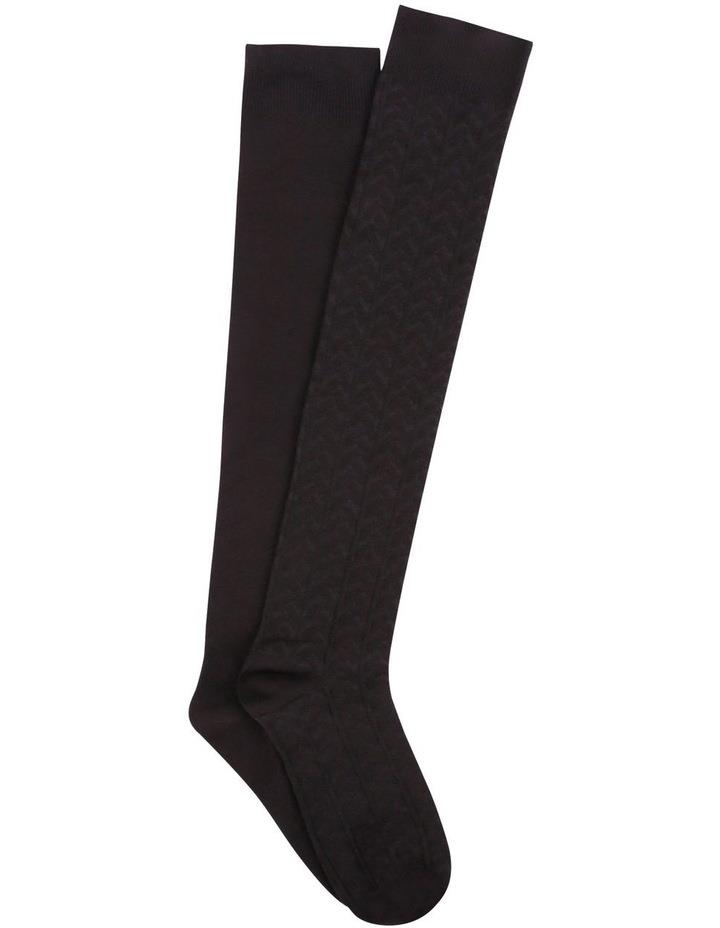 Ambra Cotton Blend 2 Pair Over the Knee Socks Black One Size