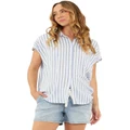 Ripe Quinn Relaxed Shirt in Blue/White Assorted XS
