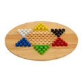 Jenjo Wooden Giant Chinese Checkers & Solitare Game 60cm Diameter Natural