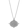 Mocha Fine Box Chain Compass Frame Threepence Silver Necklace Two Tone