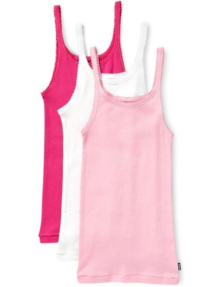 Bonds Teena Singlet 3 Pack (3-14 M) in White and Pink Assorted 3