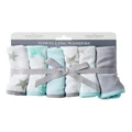 The Little Linen Company Towelling Wash Cloths Skydream Teal 6 Pack Assorted