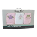 Bubba Blue Owl Face Washers Pink 3 Pack Pink