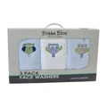 Bubba Blue Owl Face Washers Blue 3 Pack Blue