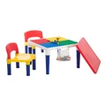 Delsun Kids Table & 2 Chairs Plastic Set w/ 100pc Building Block Assorted