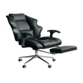 Klika Faux Leather High Back Reclining Executive Office Chair w/ Stool Black