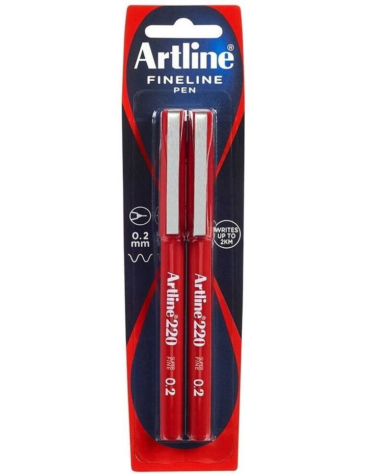 Artline 2pc Fineline 220 Super Fine 0.2mm Line School Drawing Writing Pen Red