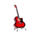 Karrera 38in Pro Acoustic Guitar Picks Tuner Stand Strings Bag Capo Strap Red