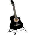 Karrera 38in Black Acoustic Guitar With Pick Guard Steel String Bag