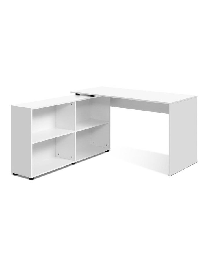 Artiss Office Computer Desk Corner Study Table Workstation Bookcase Storage White