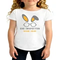 TWIDLA Personalised T-Shirts Girl's Easter Egg Inspector Personalised Cotton T Shirt White 8-10