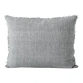 Aura Home Vintage Linen Fringe Cushion in Smoke Grey