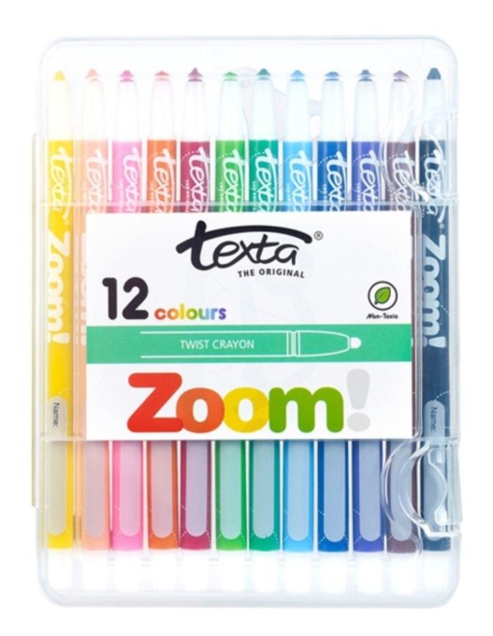 Texta 12pc The Original Zoom Kids Non Toxic Twist Colouring Crayons Hard Case