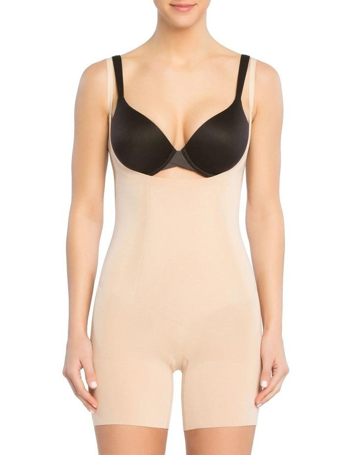 Spanx Oncore Open Bust Mid Thigh Bodysuit Beige Natural M