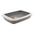 Paws and Claws 42cm x 13cm Pets/Cat/Kitten Litter Tray w/ Mess Guard White/Grey