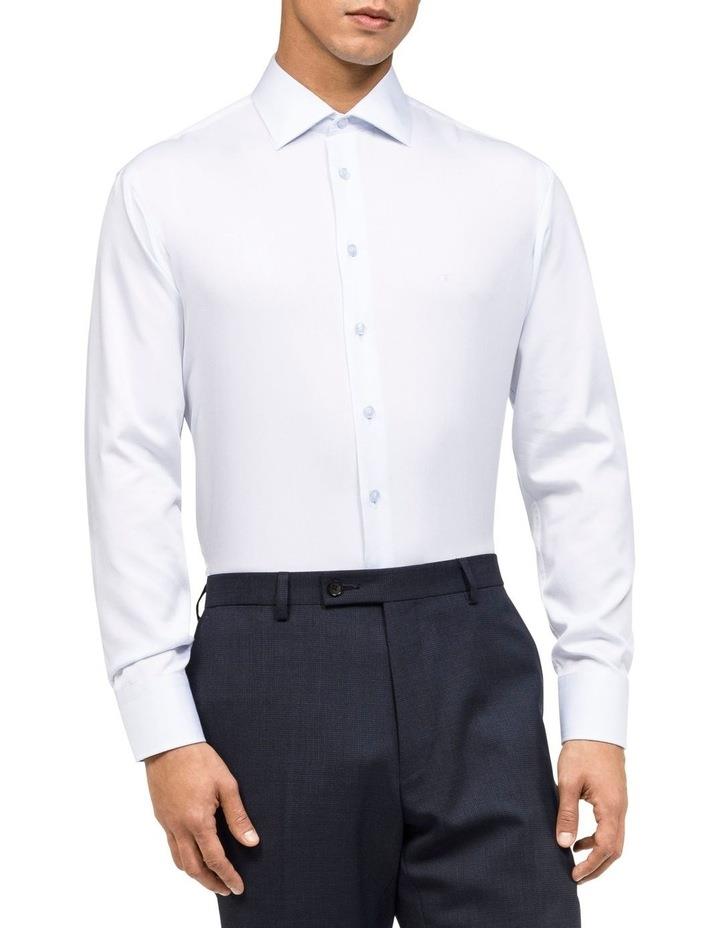 Calvin Klein Diamond Self Dobby Organic Cotton Long Sleeve Business Shirt in Blue 37